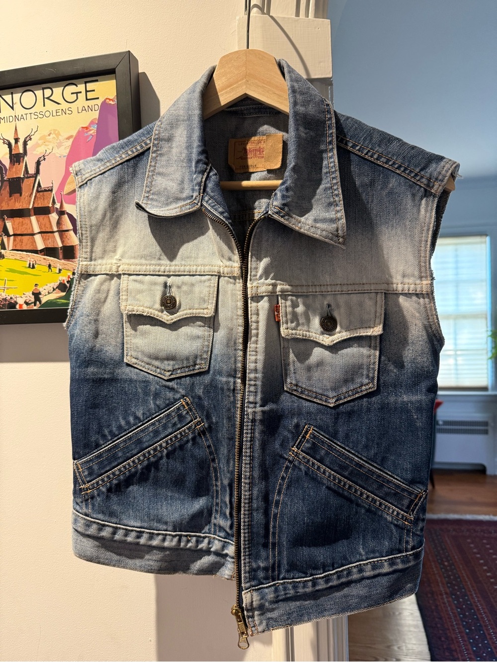 Levi's Womens Blue Washed Denim Vest - Faded Indigo